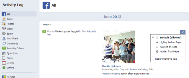 activity log