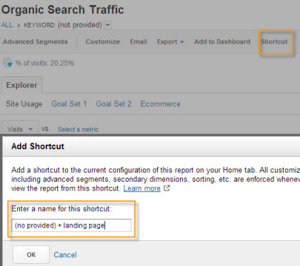 google analytics shortcut