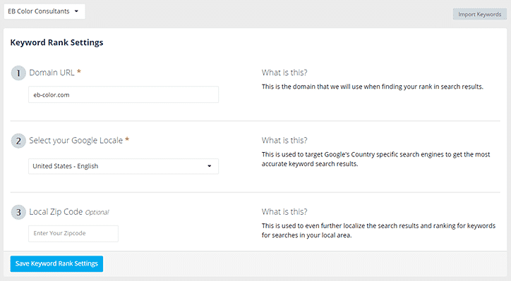 Pronto-Insights-Keywords-Settings