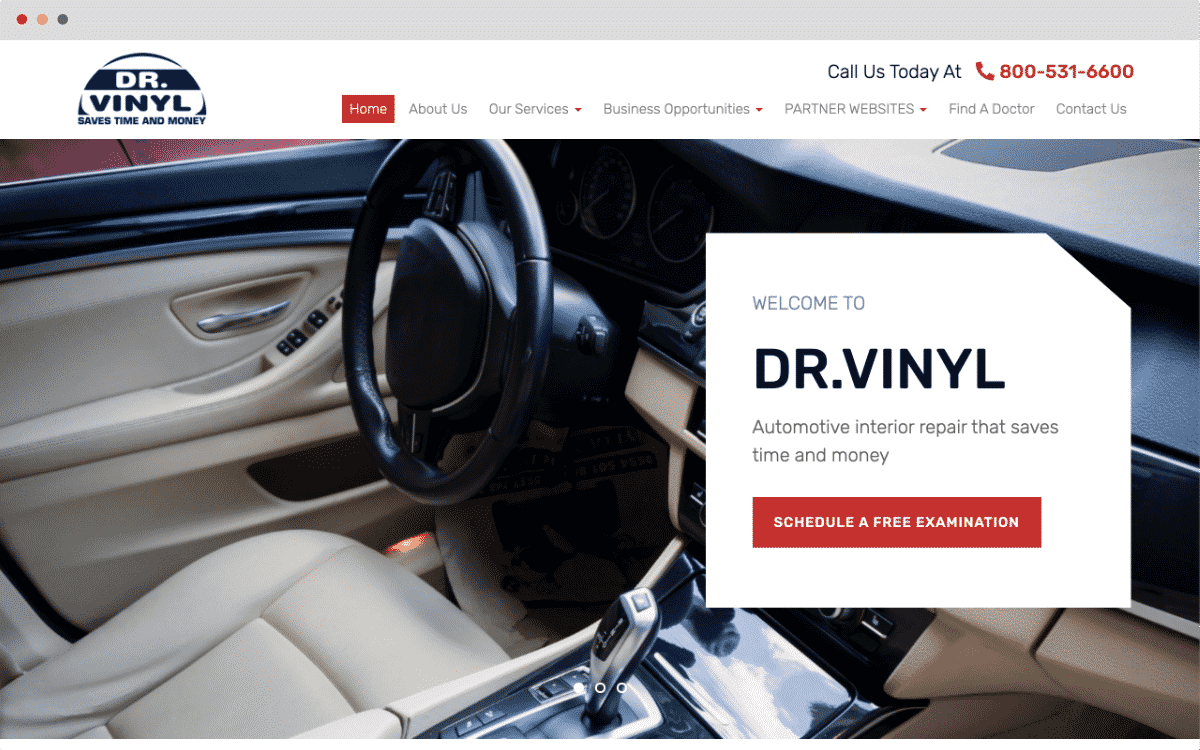 Dr. Vinyl franchise website by Pronto