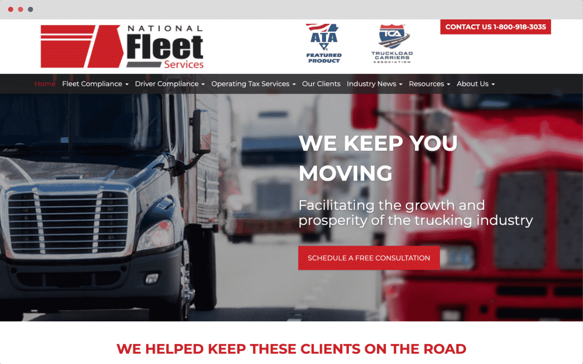 National Fleet Services website design by Pronto