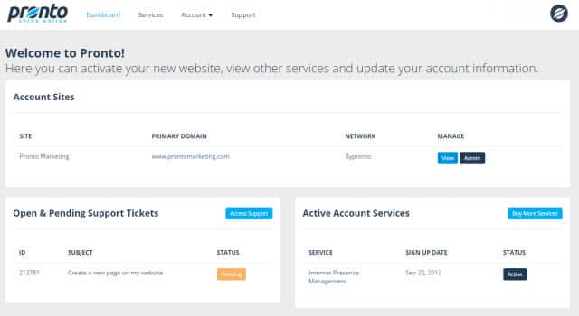 pronto account management