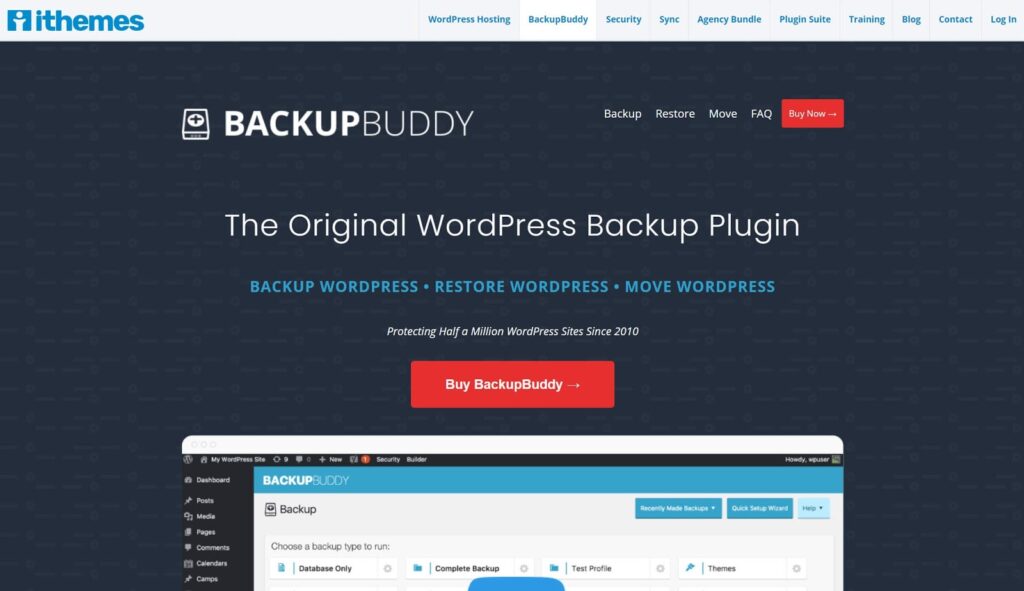 screenshot of backup buddy plugin