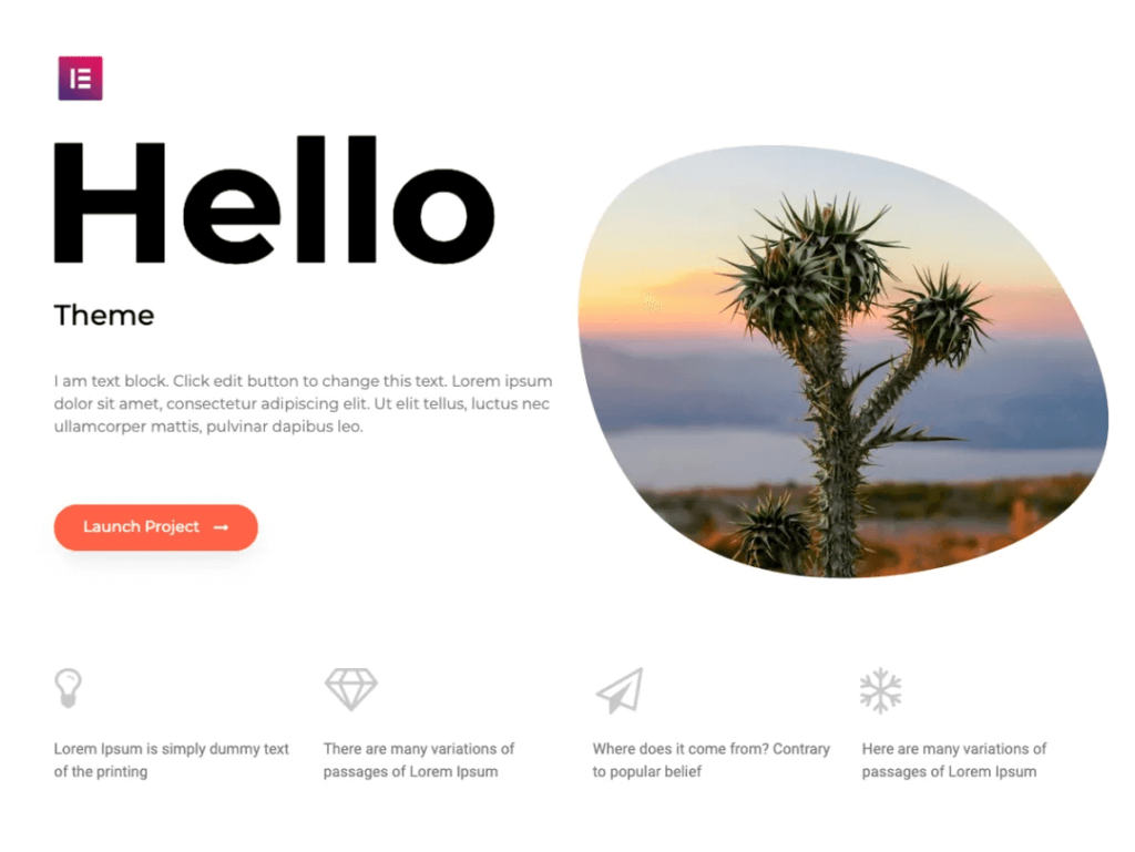 screenshot of hello theme