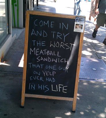 funny yelp review sign