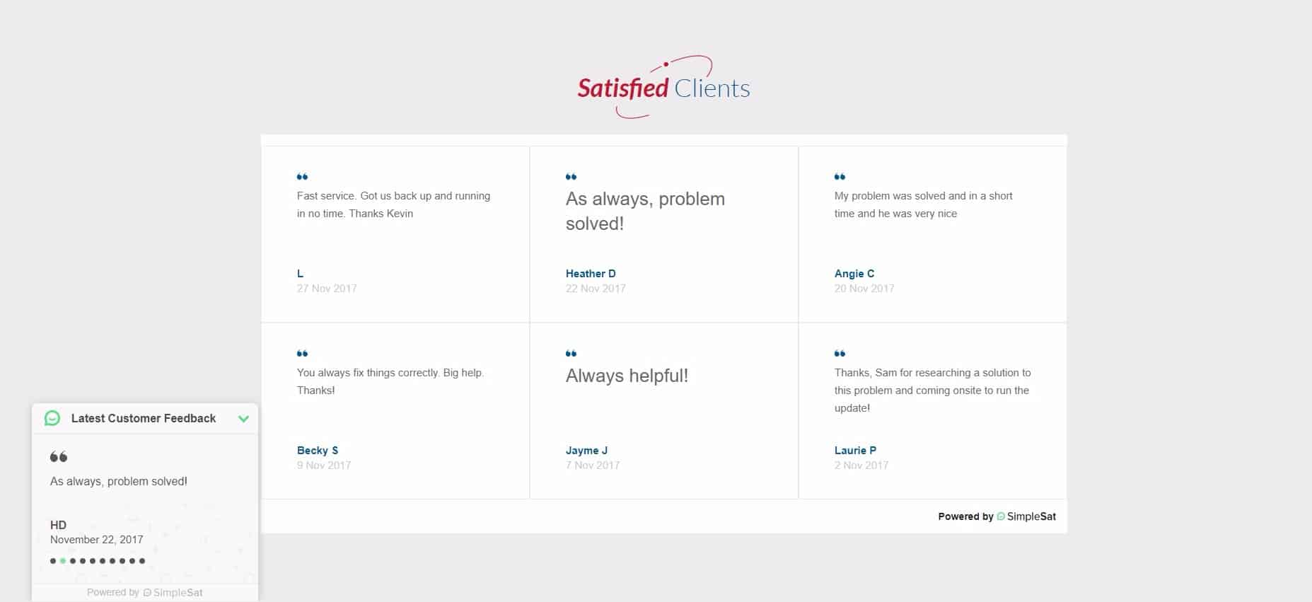 simplesat satisfaction dma tech solutions