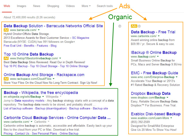 paid search vs. organic search