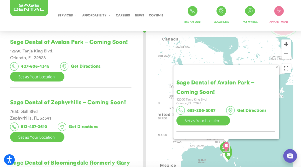 Sage Dental website map