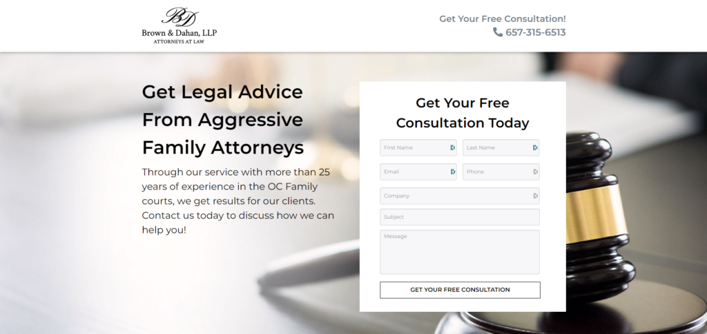 law firm landing page design