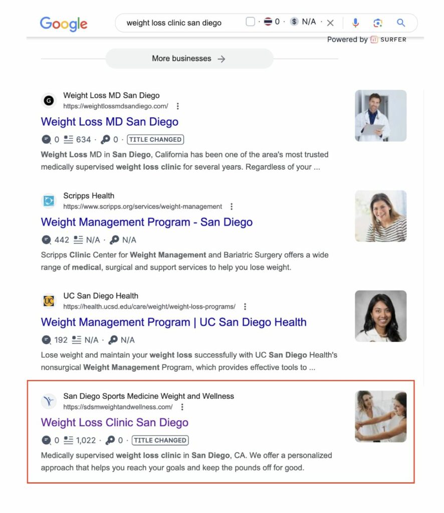 Weight Loss Clinic Achieves Page 1 Ranking with Link Building