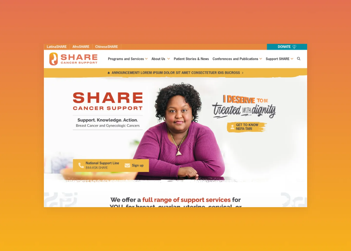 sharecancer ux structure