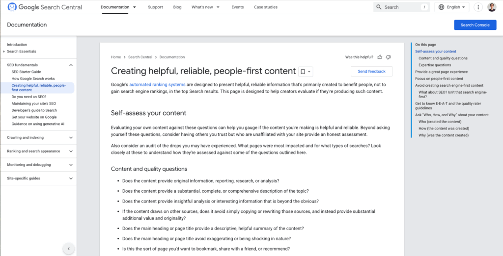 seo fundamentals creating helpful people first content
