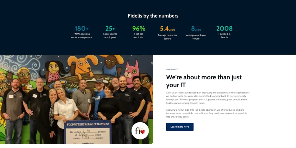 example stats proof points on homepage